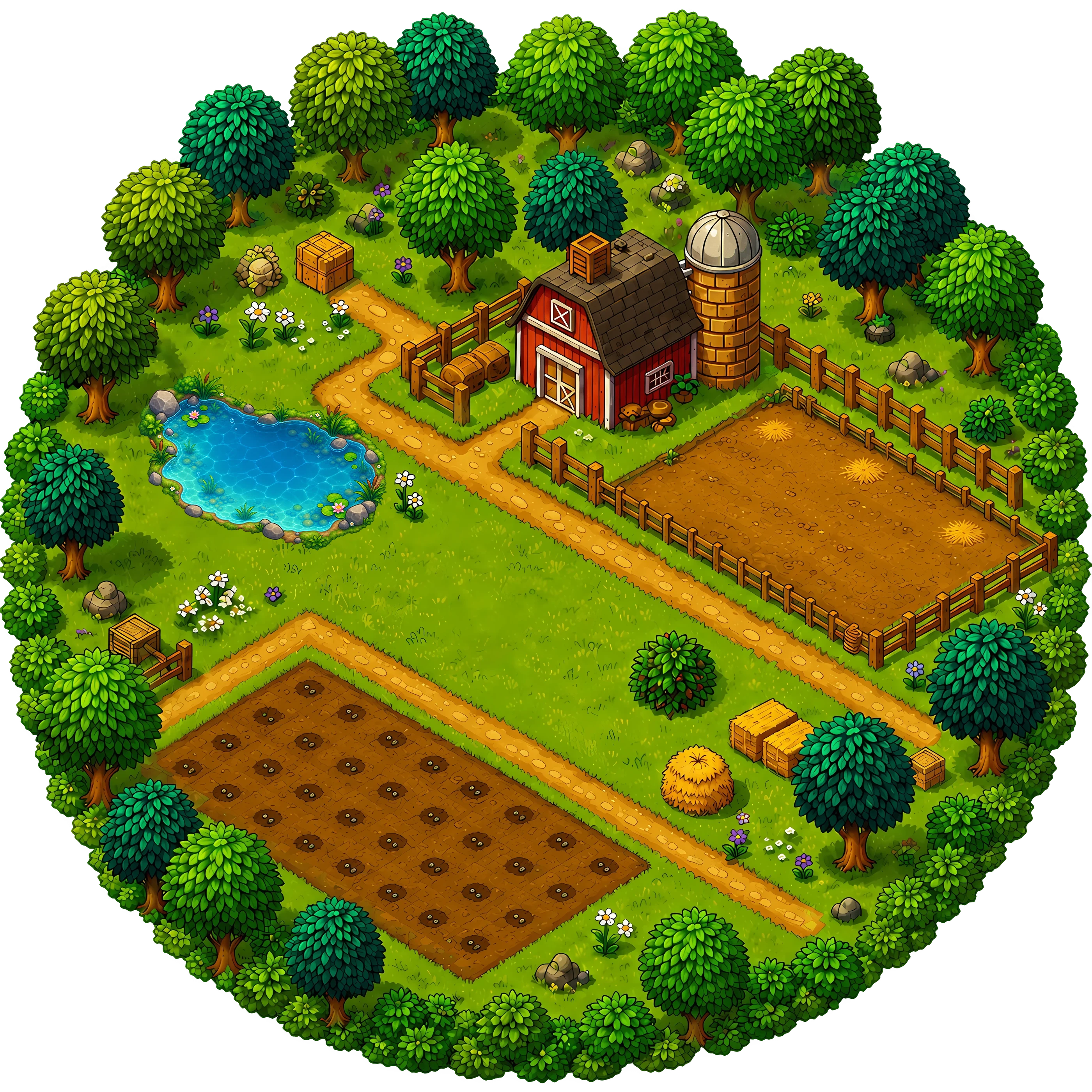 The farm seen from above